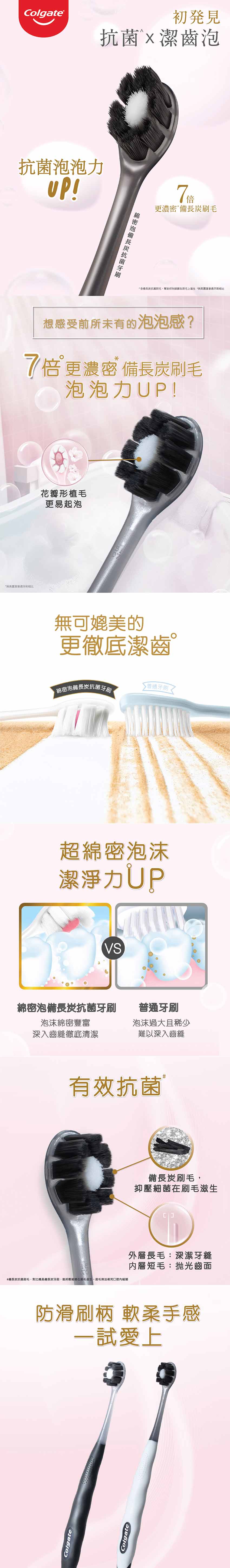 高露潔綿密泡の備長炭抗菌牙刷